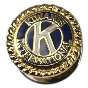 Kiwanis International Lapel Pin Gold Tone Blue Enamel Rope Border Membership Pin